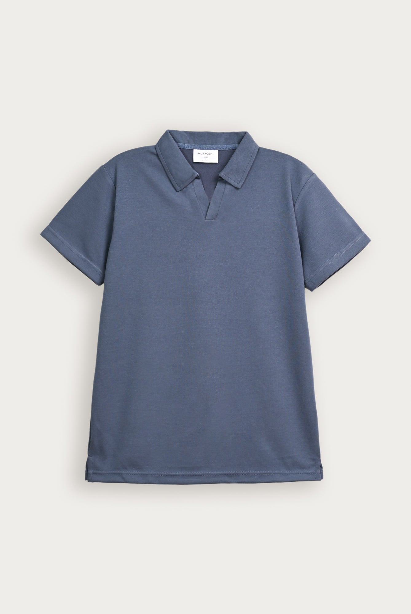Bluish Grey Interlock Johnny Collar Polo - Smart Fit - Men