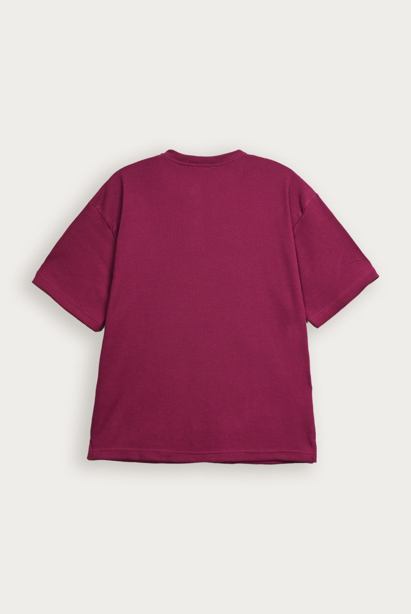 Plum Waffle Knit Oversized Henley Tee - Men
