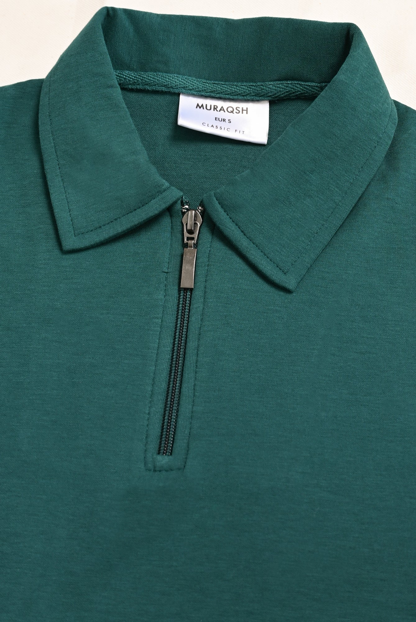 Teal Green Interlock Zipper Polo - Boxy Fit - Men