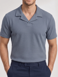 Steel Blue Waffle Revere Polo - Smart Fit - Men