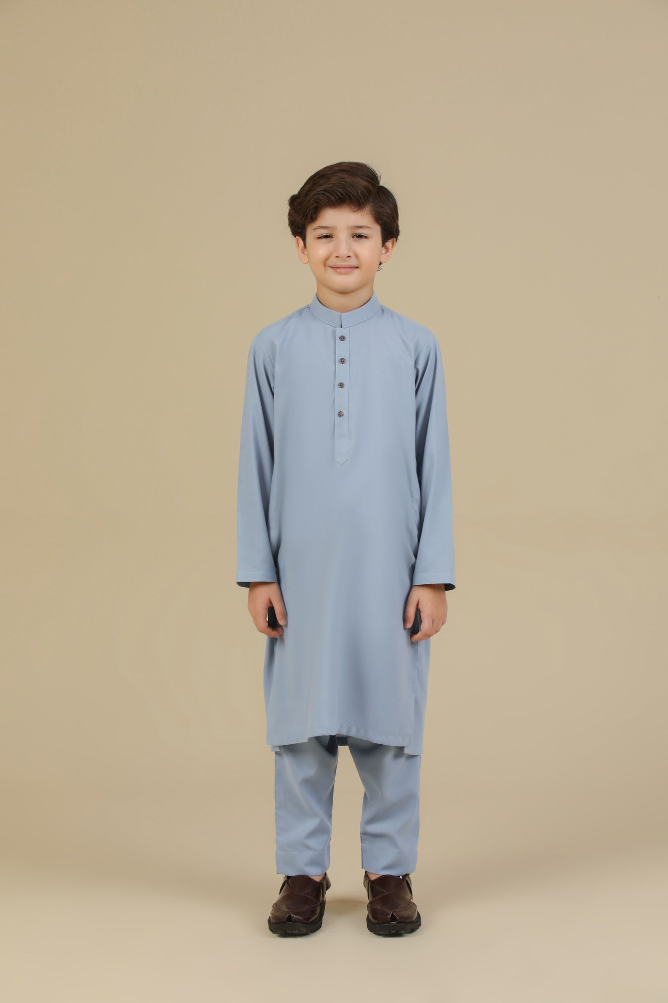 Sapphire Blue Blended Kurta Trouser - Kids