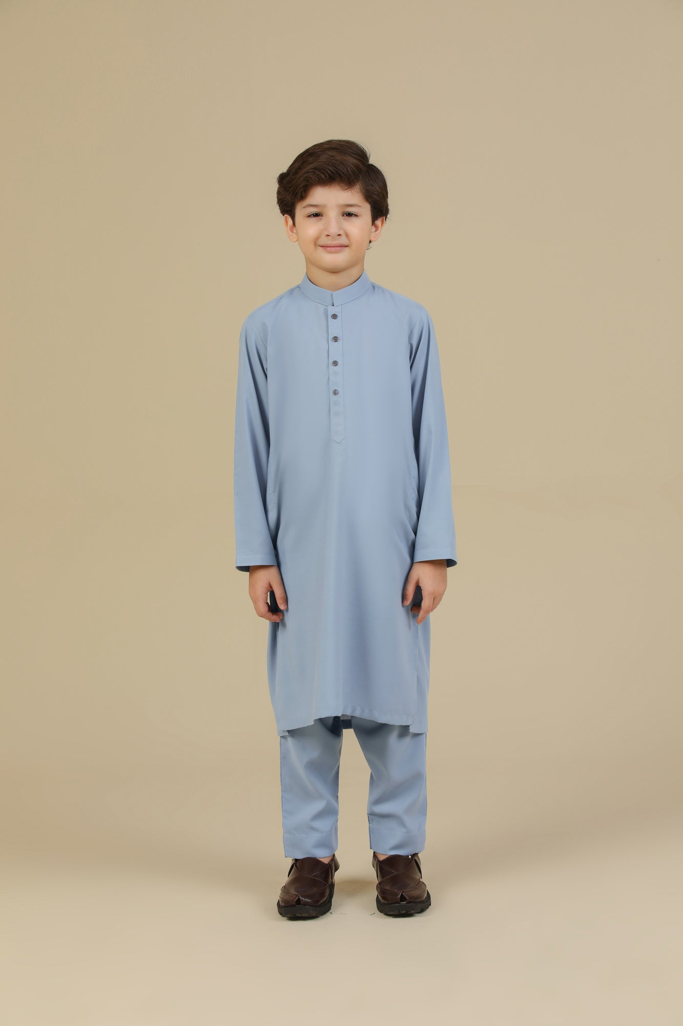 Sapphire Blue Blended Kurta Trouser - Kids