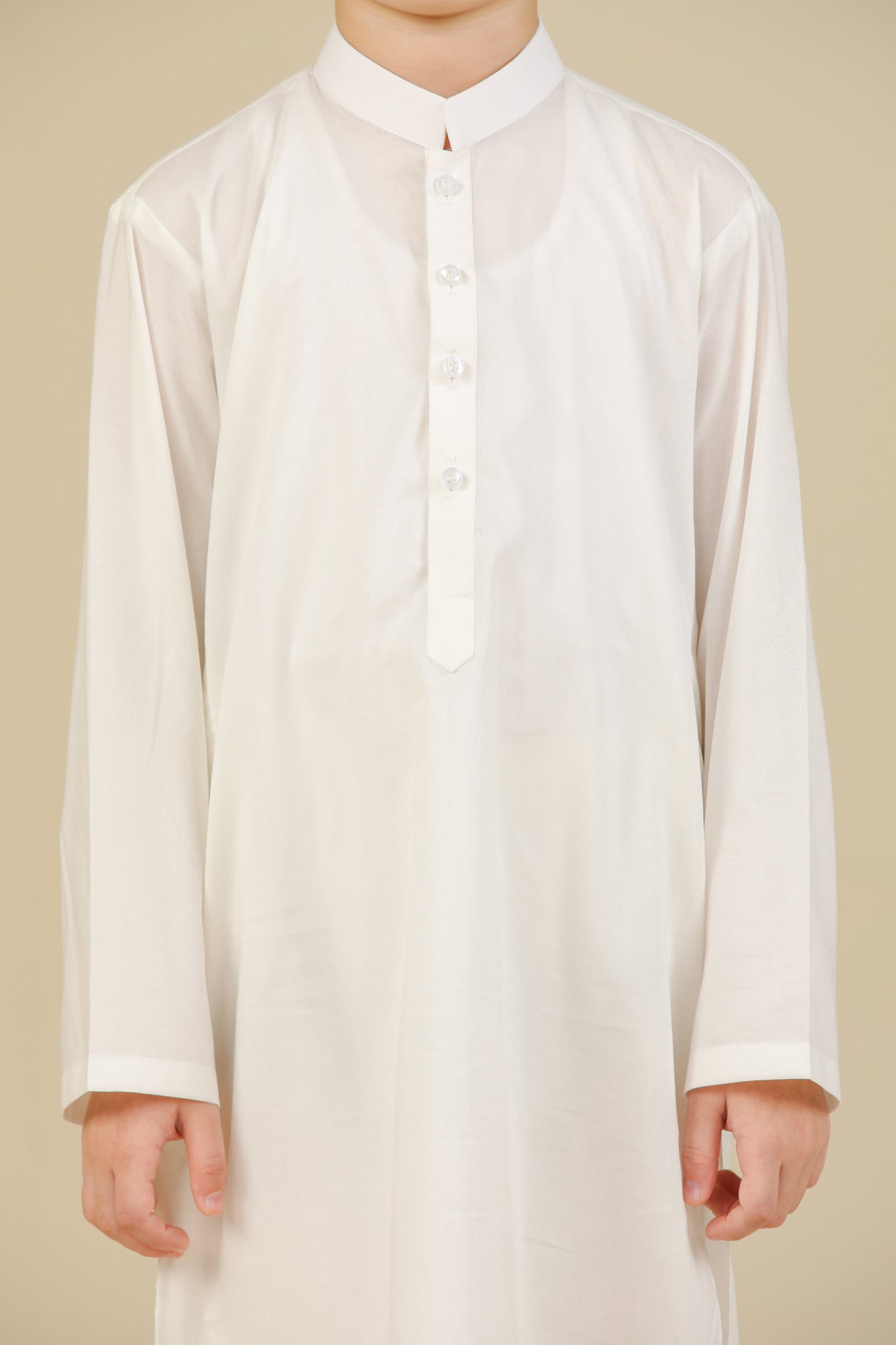 Off White Soft Cotton Kurta Trouser - Kids