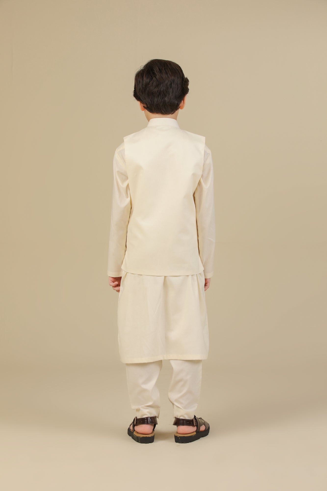 Bosky White Soft Cotton Kurta Trouser with Waistcoat - Kids