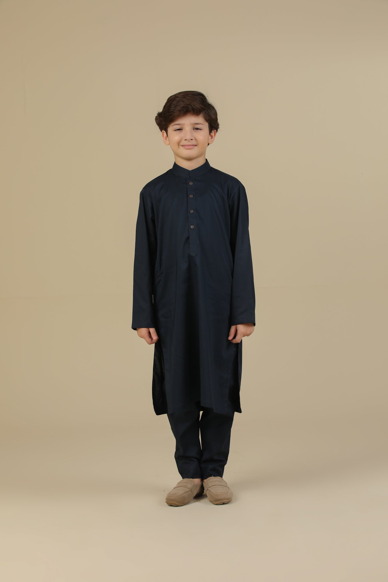 Navy Blue Soft Cotton Kurta Trouser - Kids