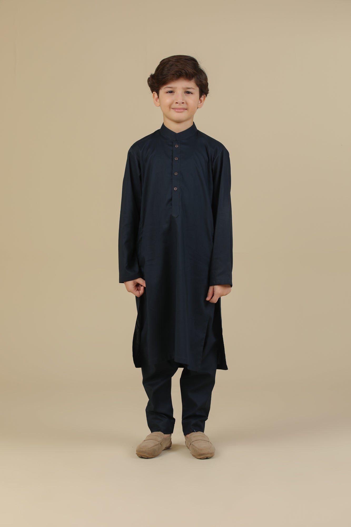 Navy Blue Soft Cotton Kurta Trouser - Kids