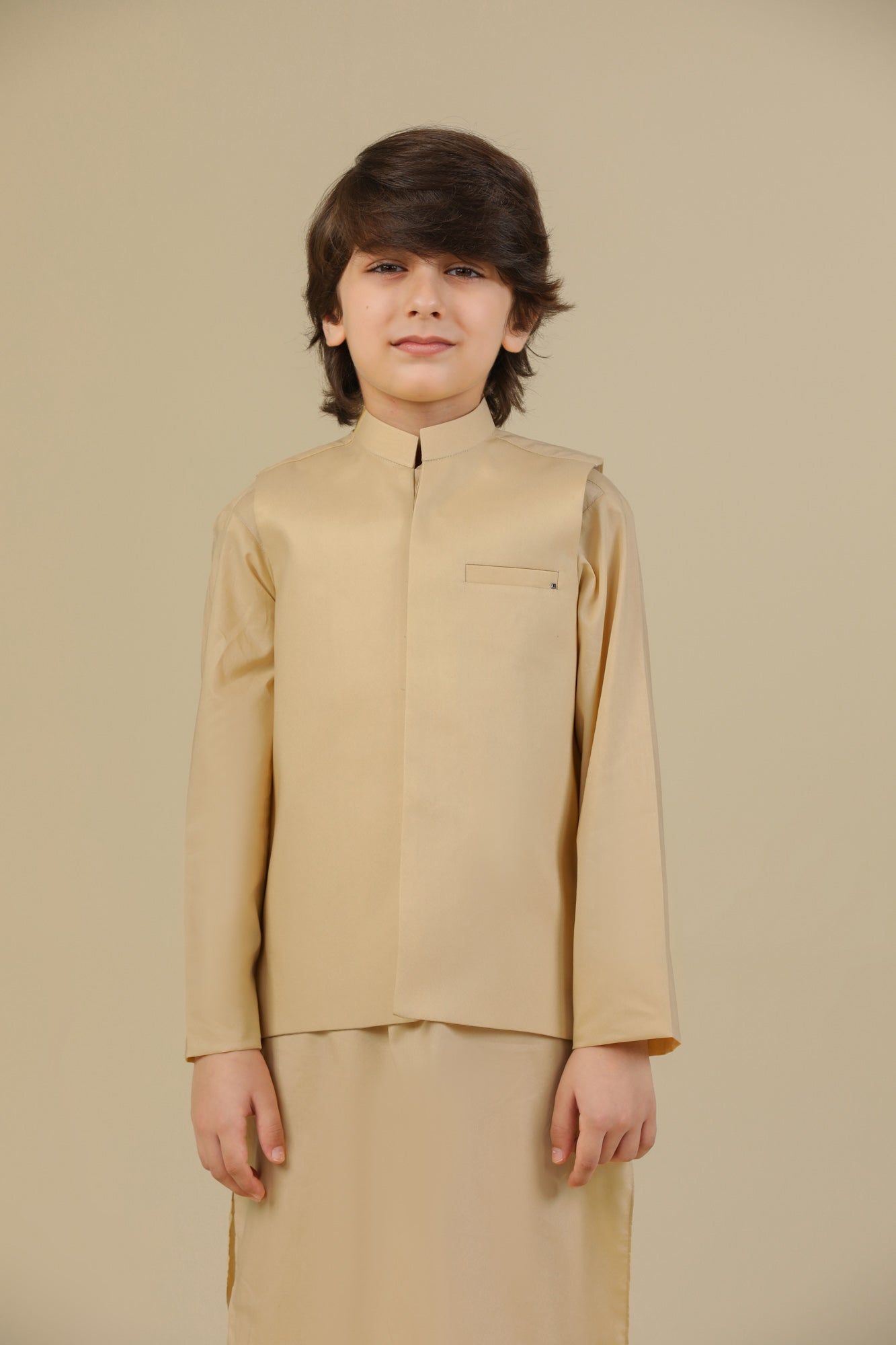 Ivory Skin Soft Cotton Kurta Trouser with Waistcoat - Kids
