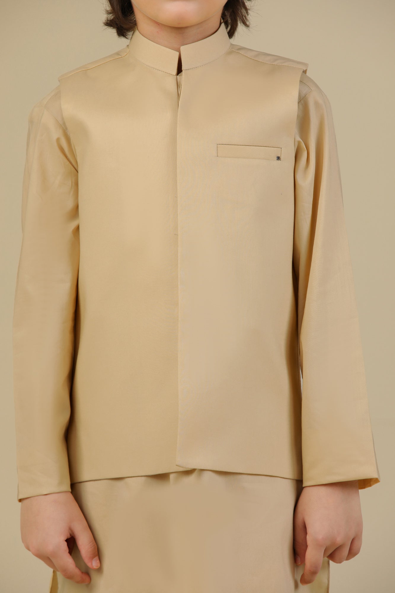 Ivory Skin Soft Cotton Kurta Trouser with Waistcoat - Kids