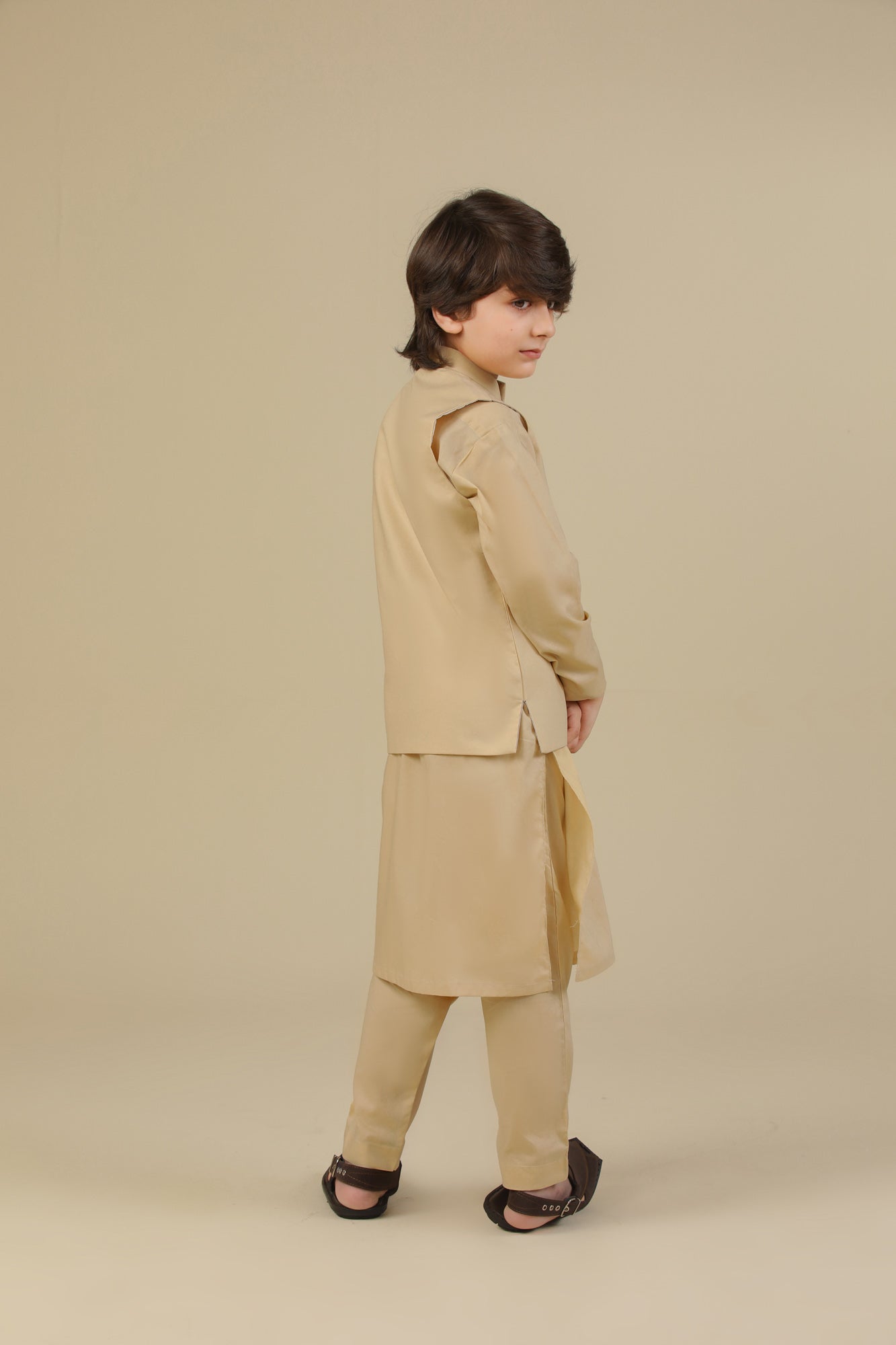 Ivory Skin Soft Cotton Kurta Trouser with Waistcoat - Kids