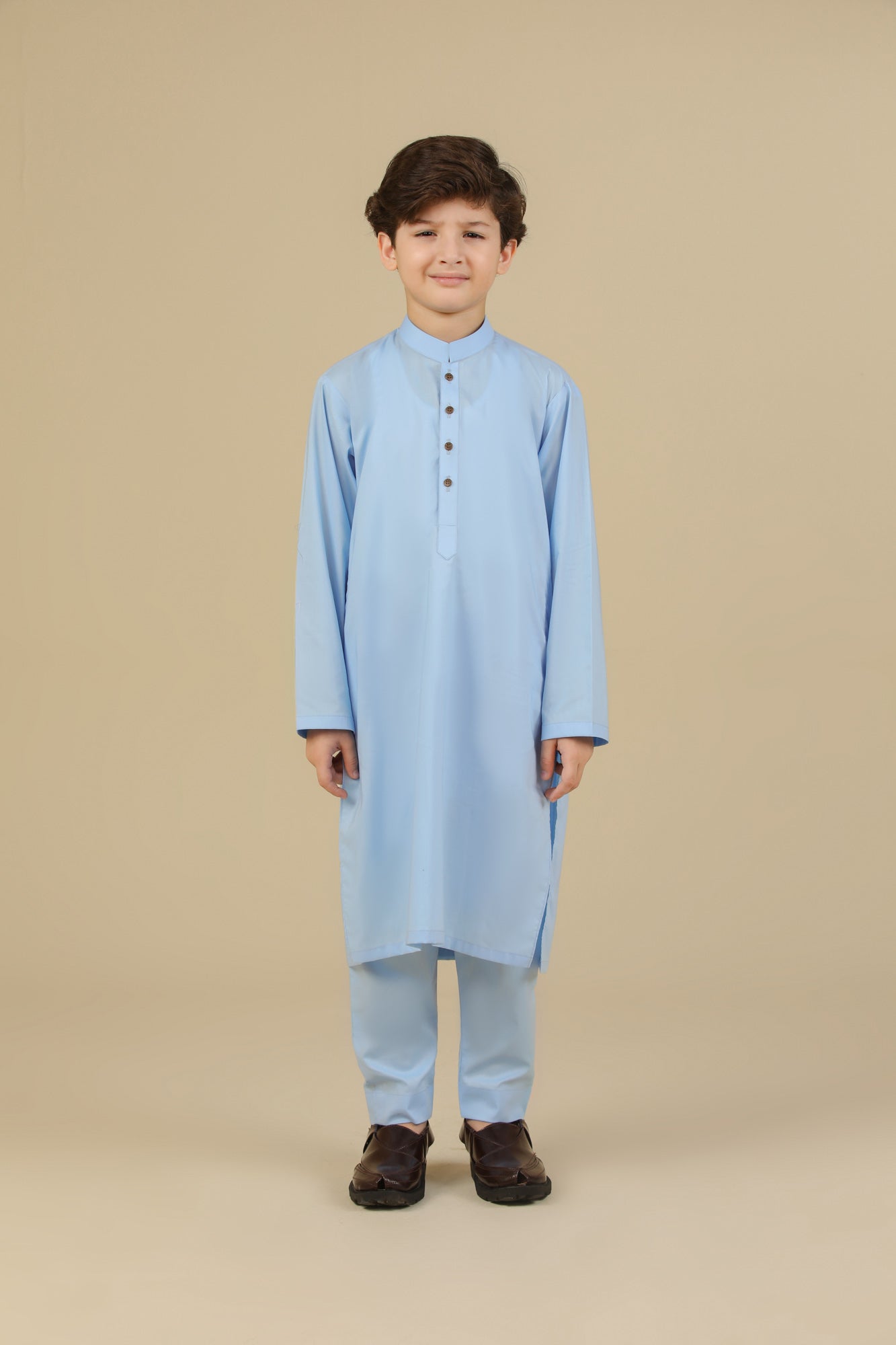 Sky Blue Soft Cotton Kurta Trouser - Kids