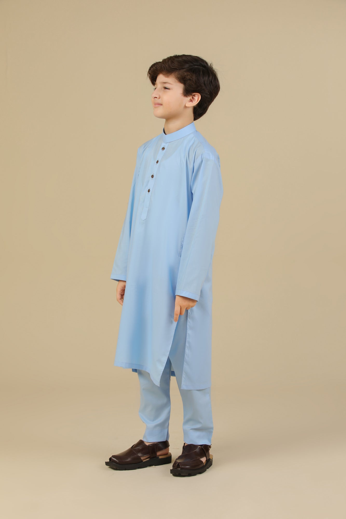 Sky Blue Soft Cotton Kurta Trouser - Kids