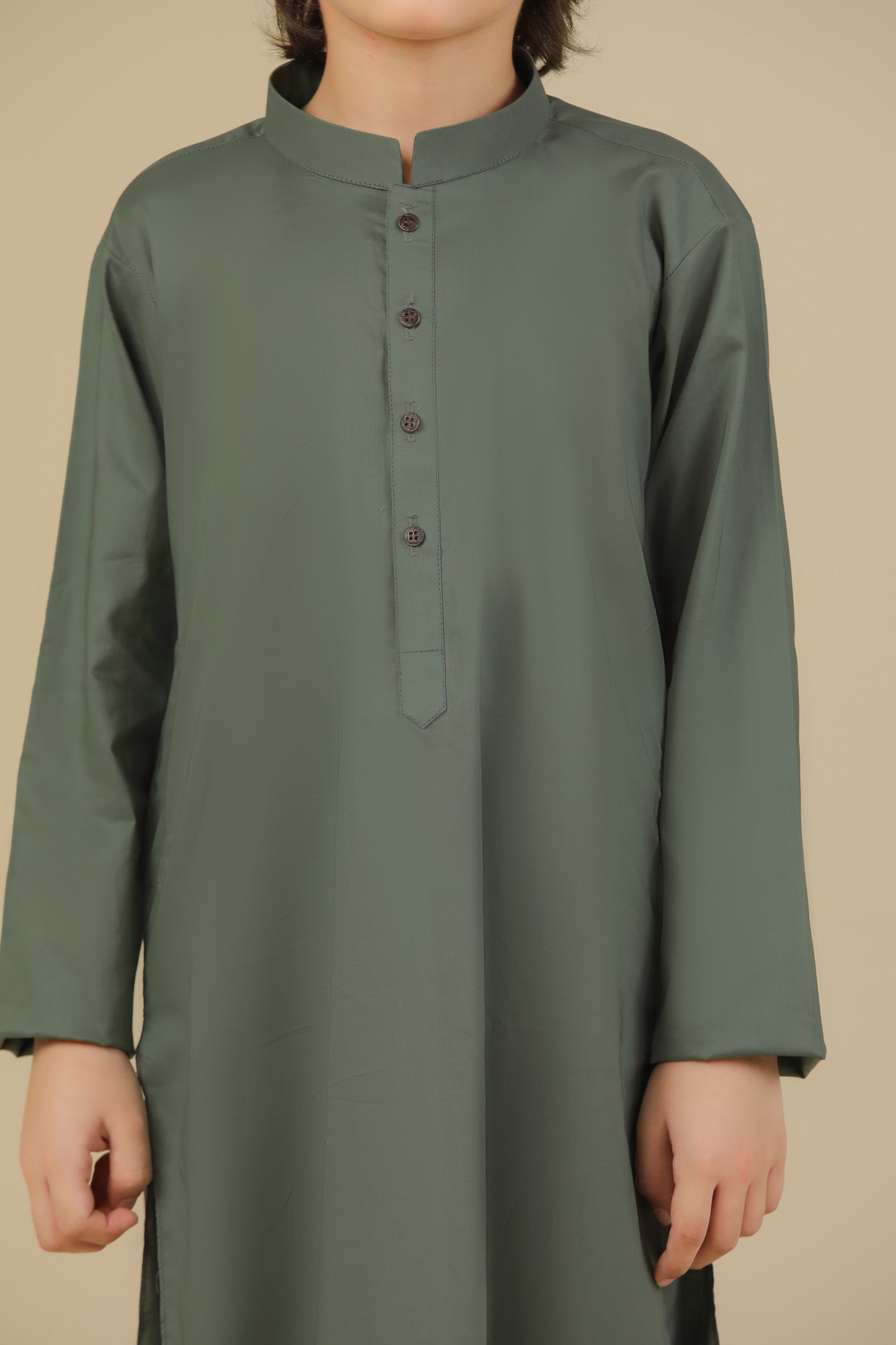 Army Green Soft Cotton Kurta Trouser - Kids