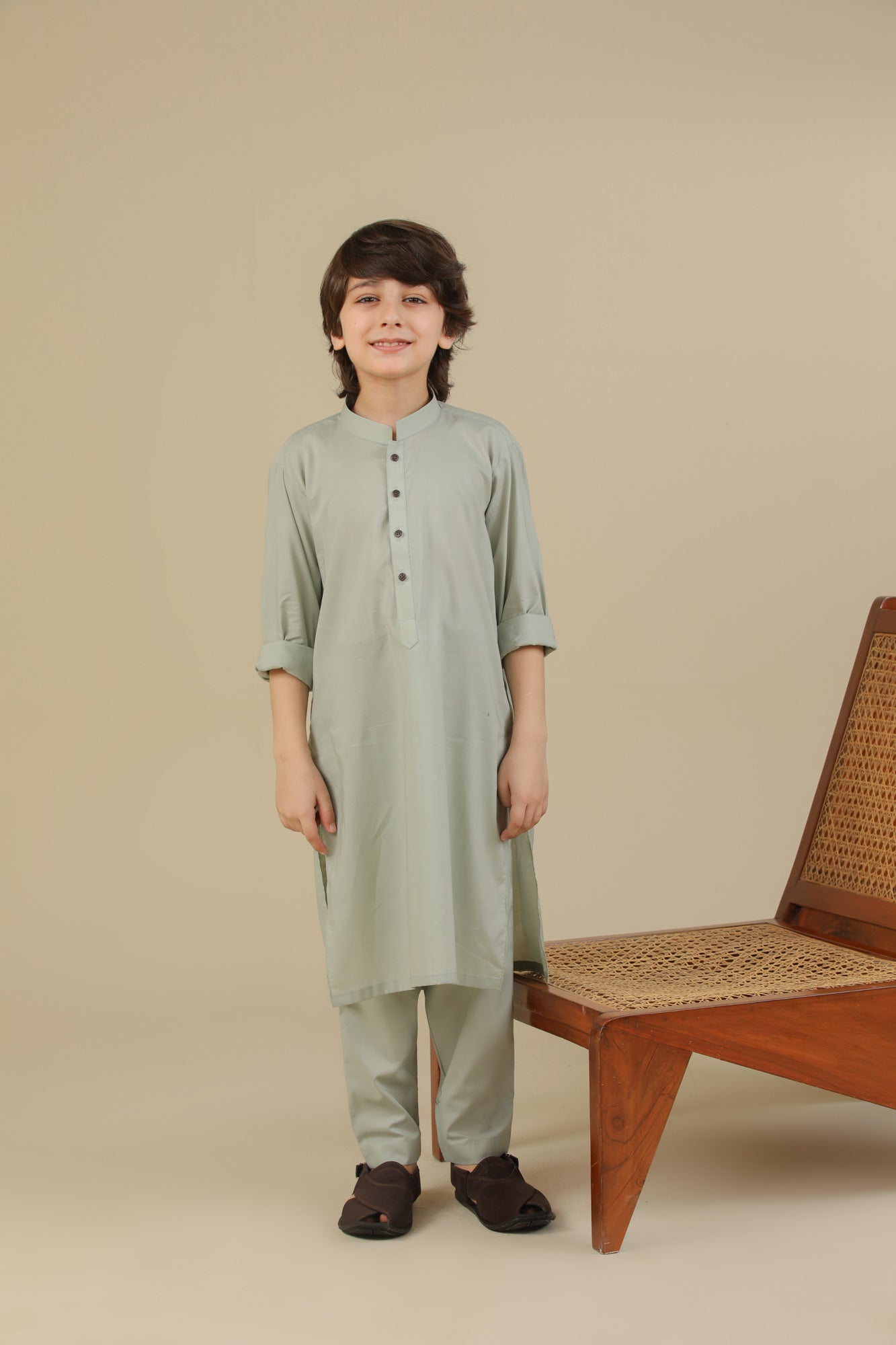 Mint Soft Cotton Kurta Trouser - Kids