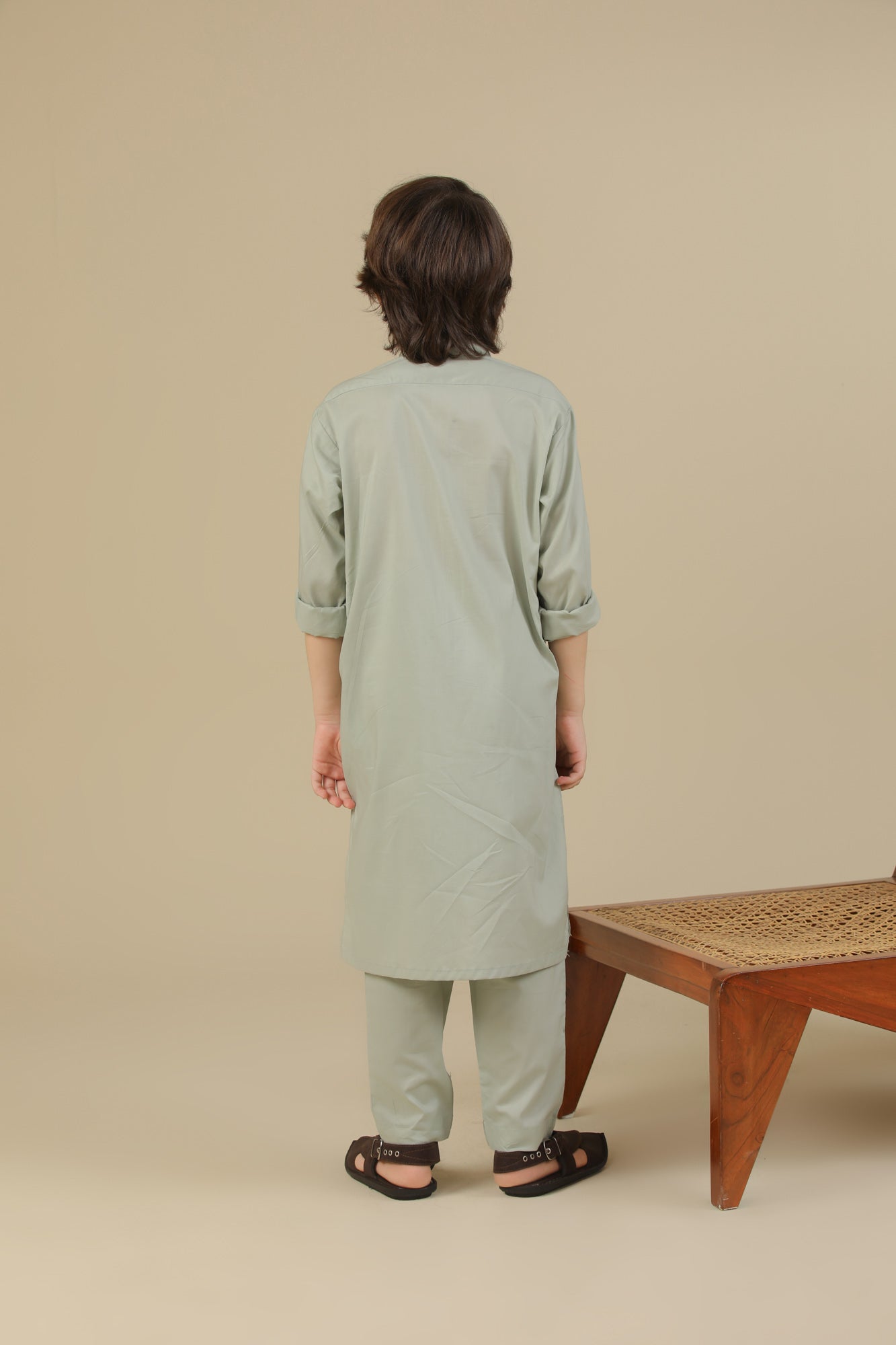 Mint Soft Cotton Kurta Trouser - Kids