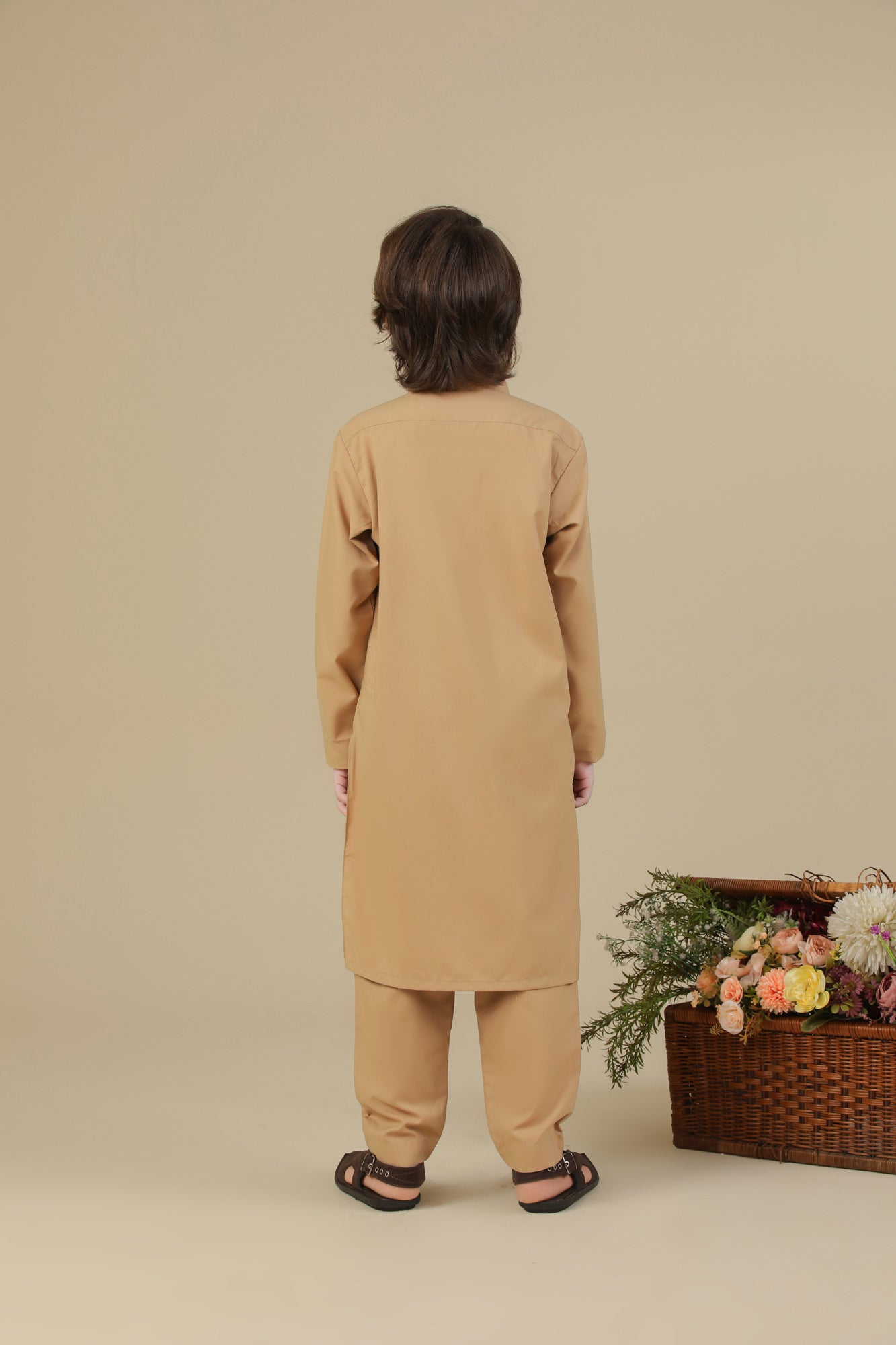 Camel Blended Kurta Trouser - Kids