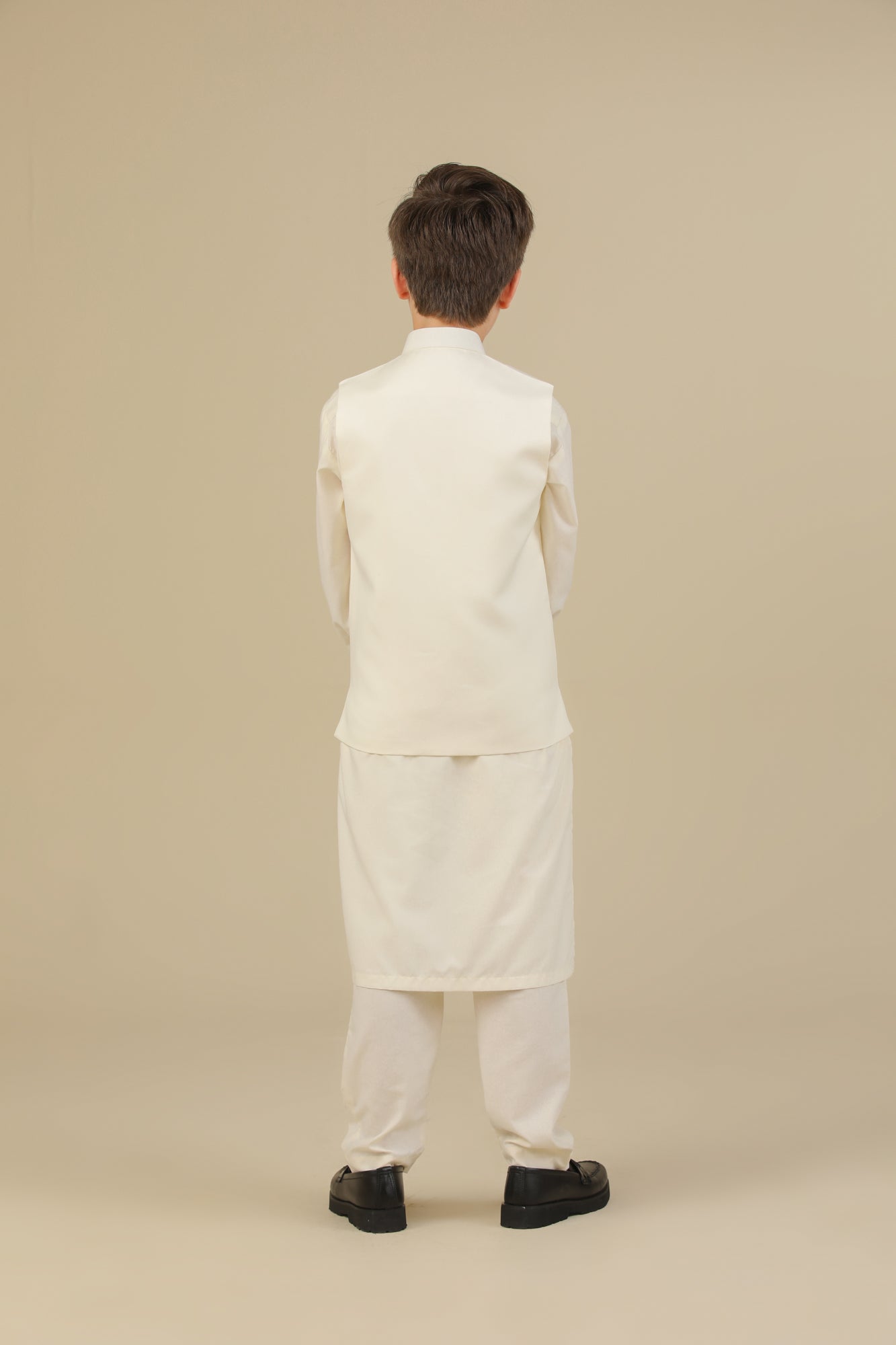 Bosky White Kurta Trouser with Blended Waistcoat - Kids
