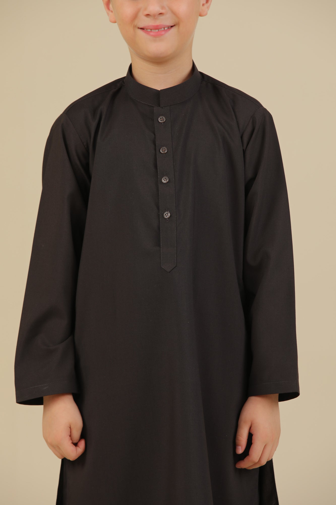 Dark Brown Blended Kurta Trouser - Kids