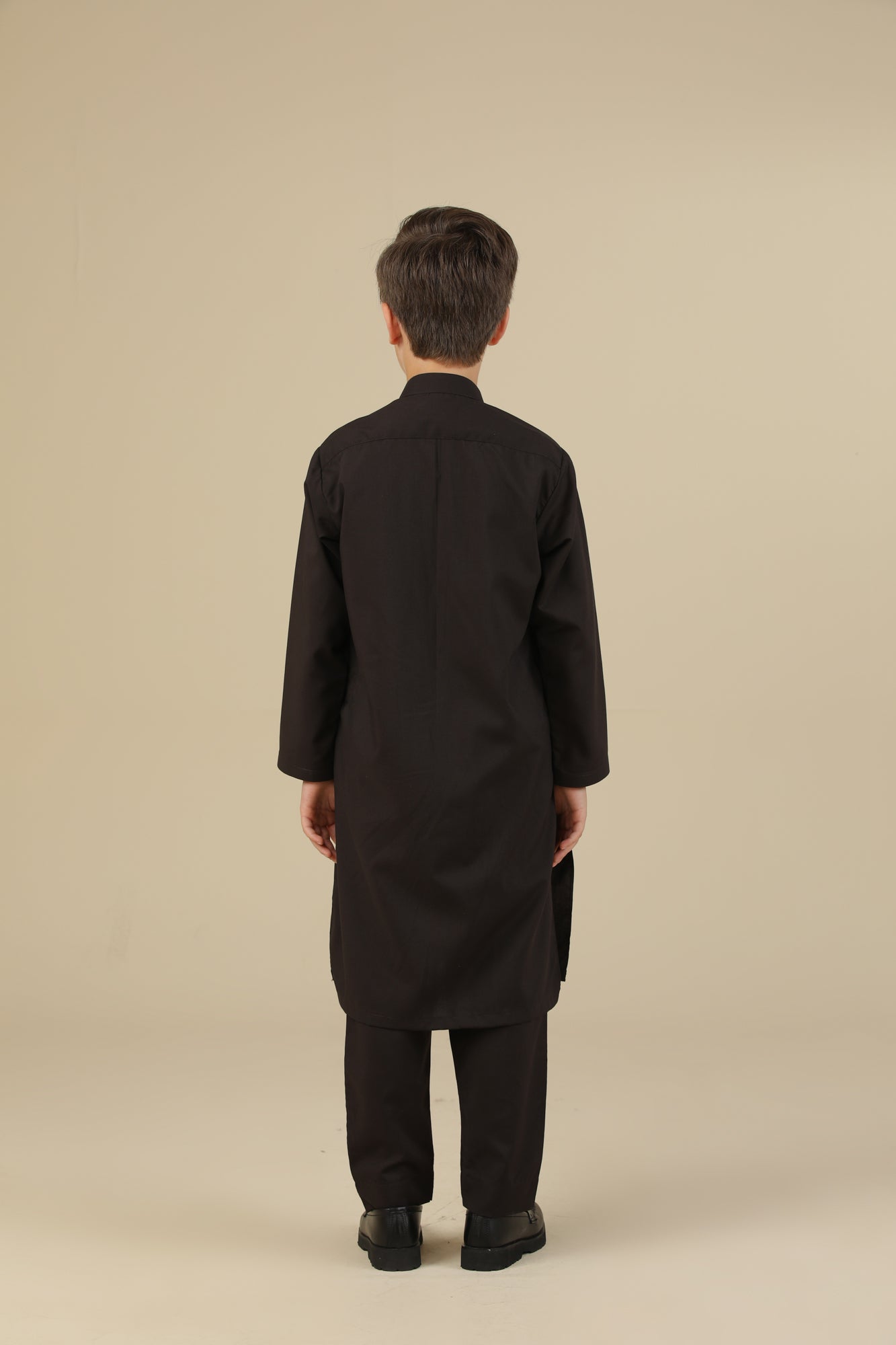Dark Brown Blended Kurta Trouser - Kids