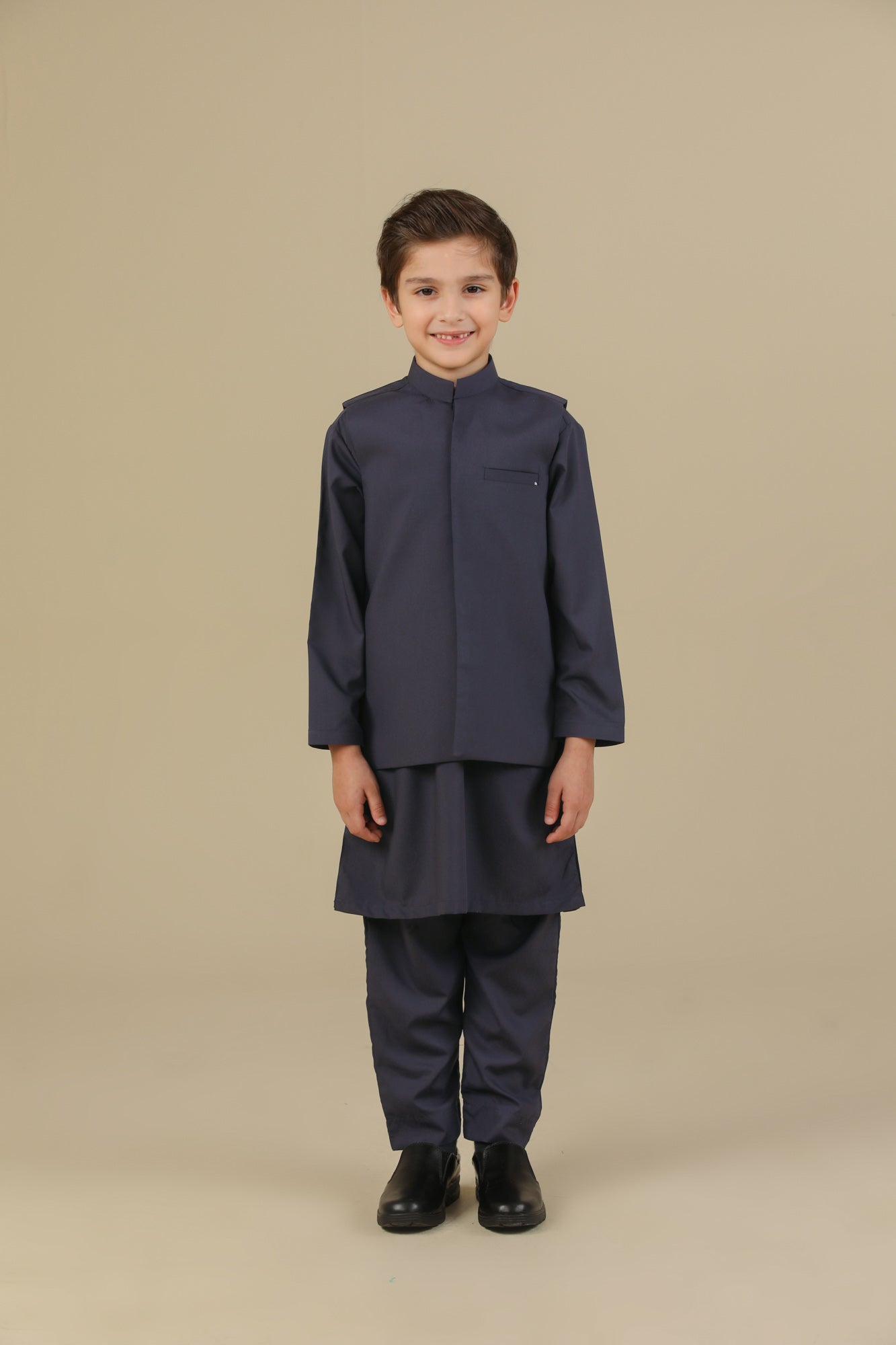 Deep Burgundy Kurta Trouser with Blended Waistcoat - Kids