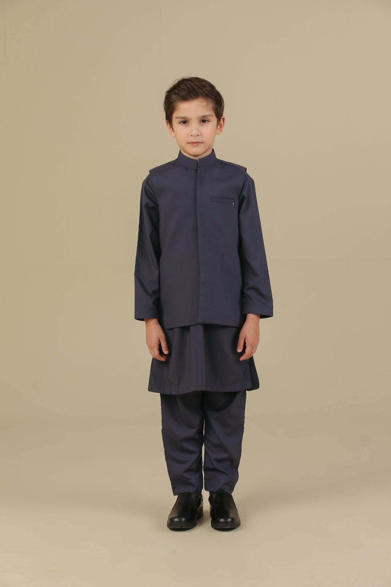Deep Burgundy Kurta Trouser with Blended Waistcoat - Kids