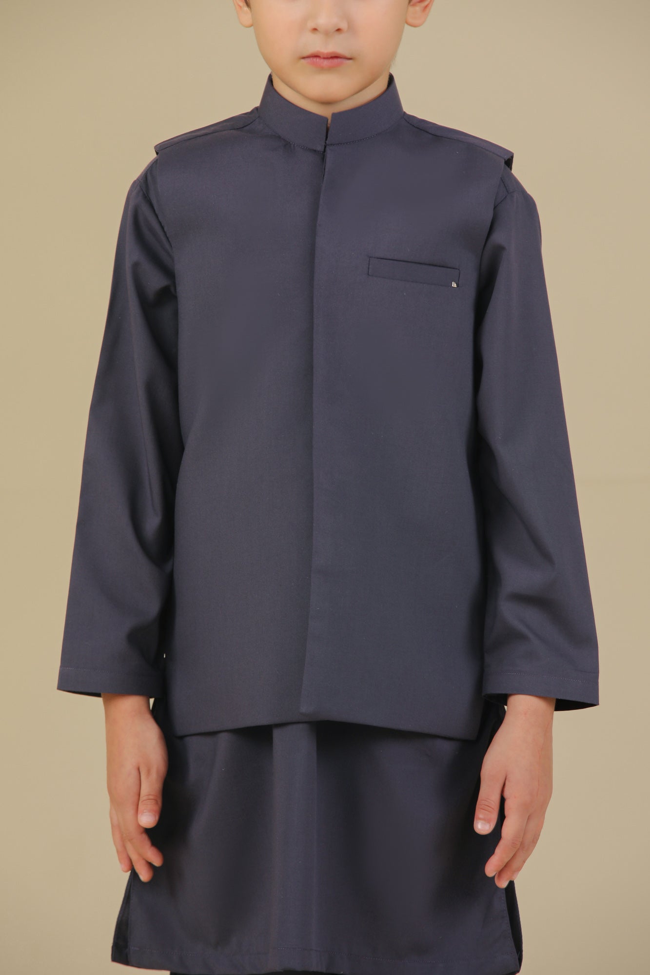 Deep Burgundy Kurta Trouser with Blended Waistcoat - Kids