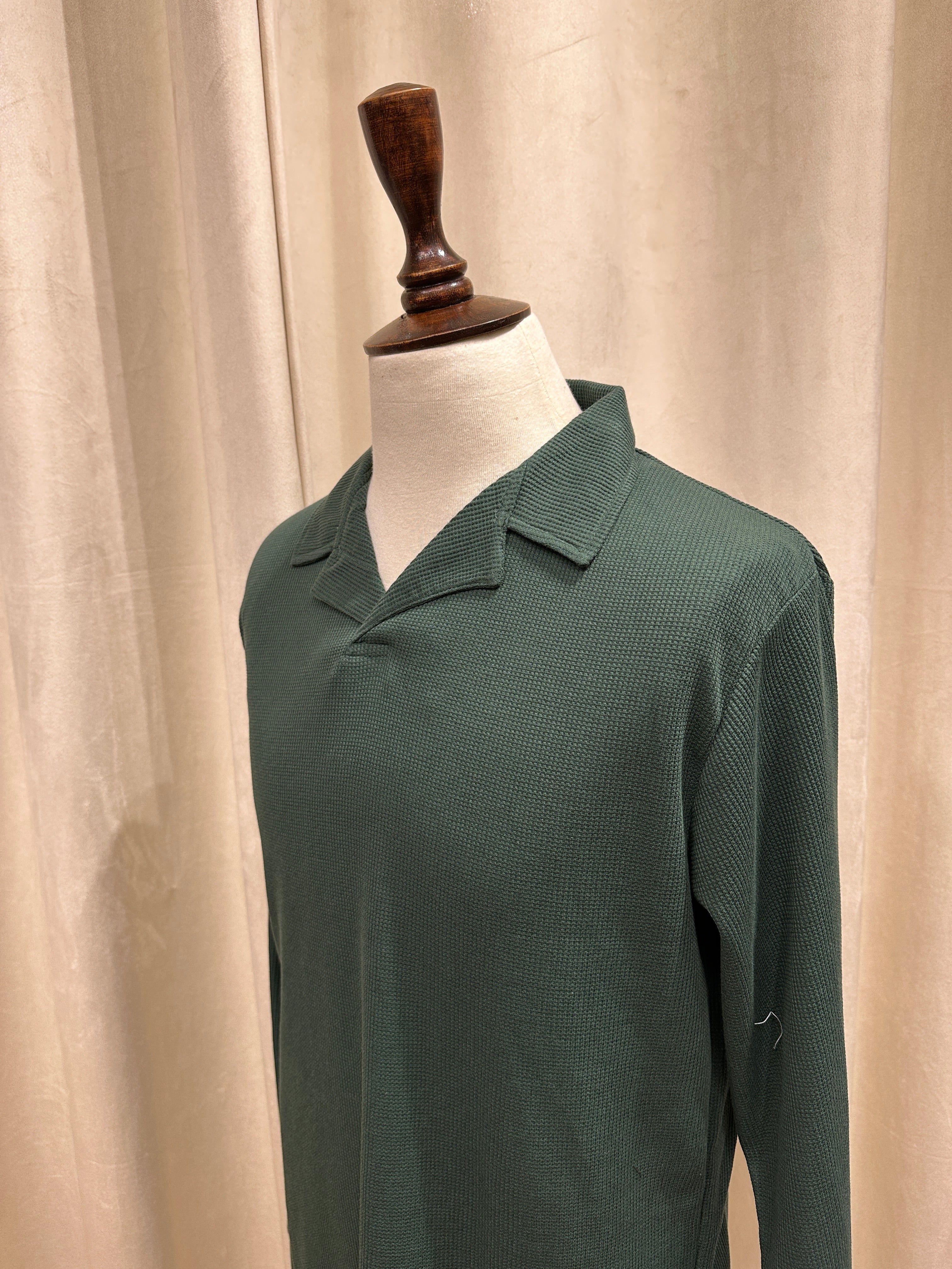 Pack of 2 Waffle Textured Revere Polos - Dark Green & Navy Blue