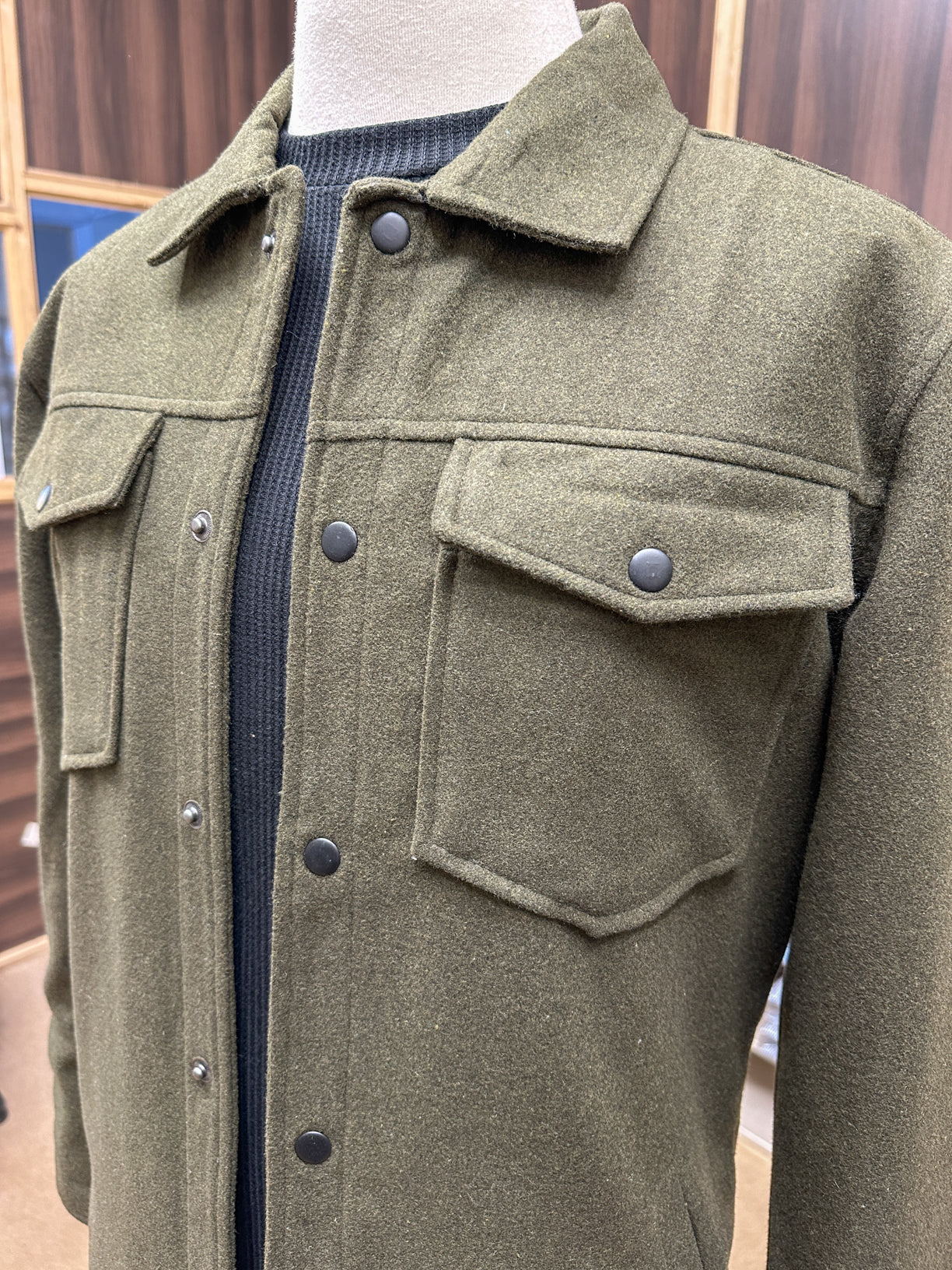 Olive Wool Coat - Men