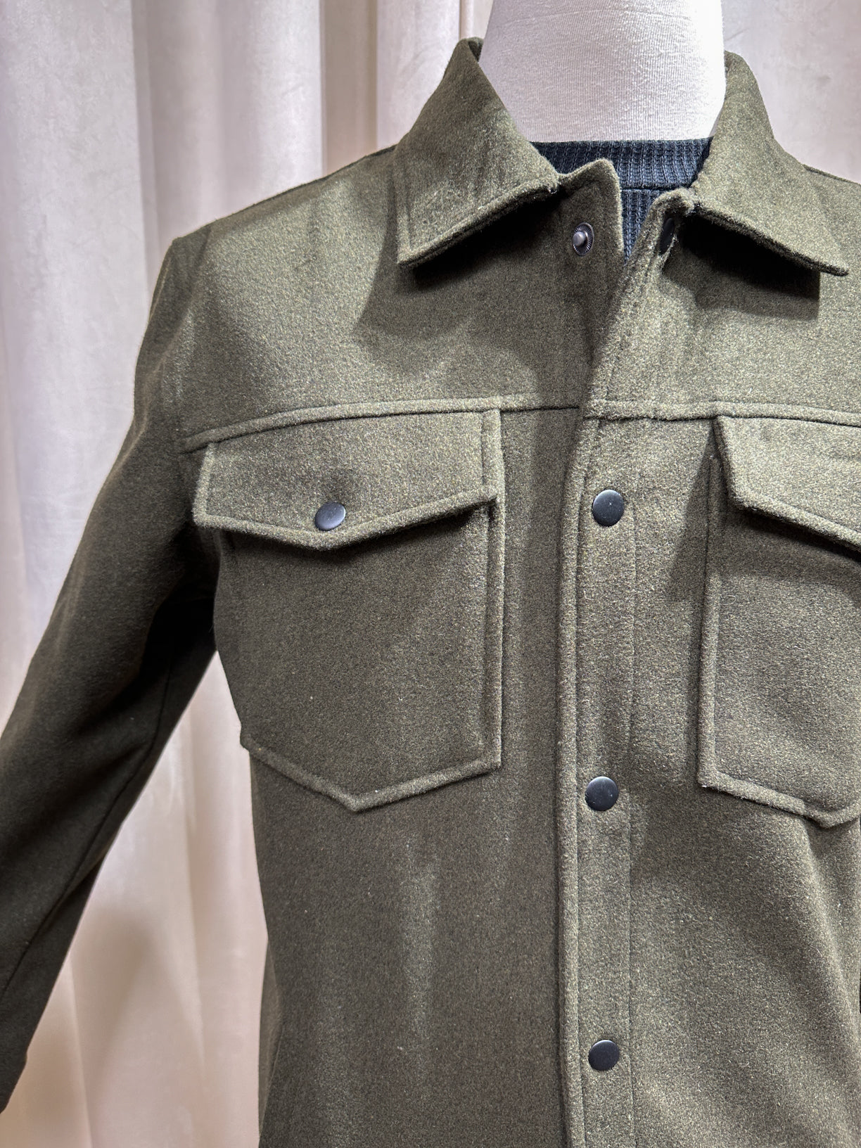 Olive Wool Coat - Men