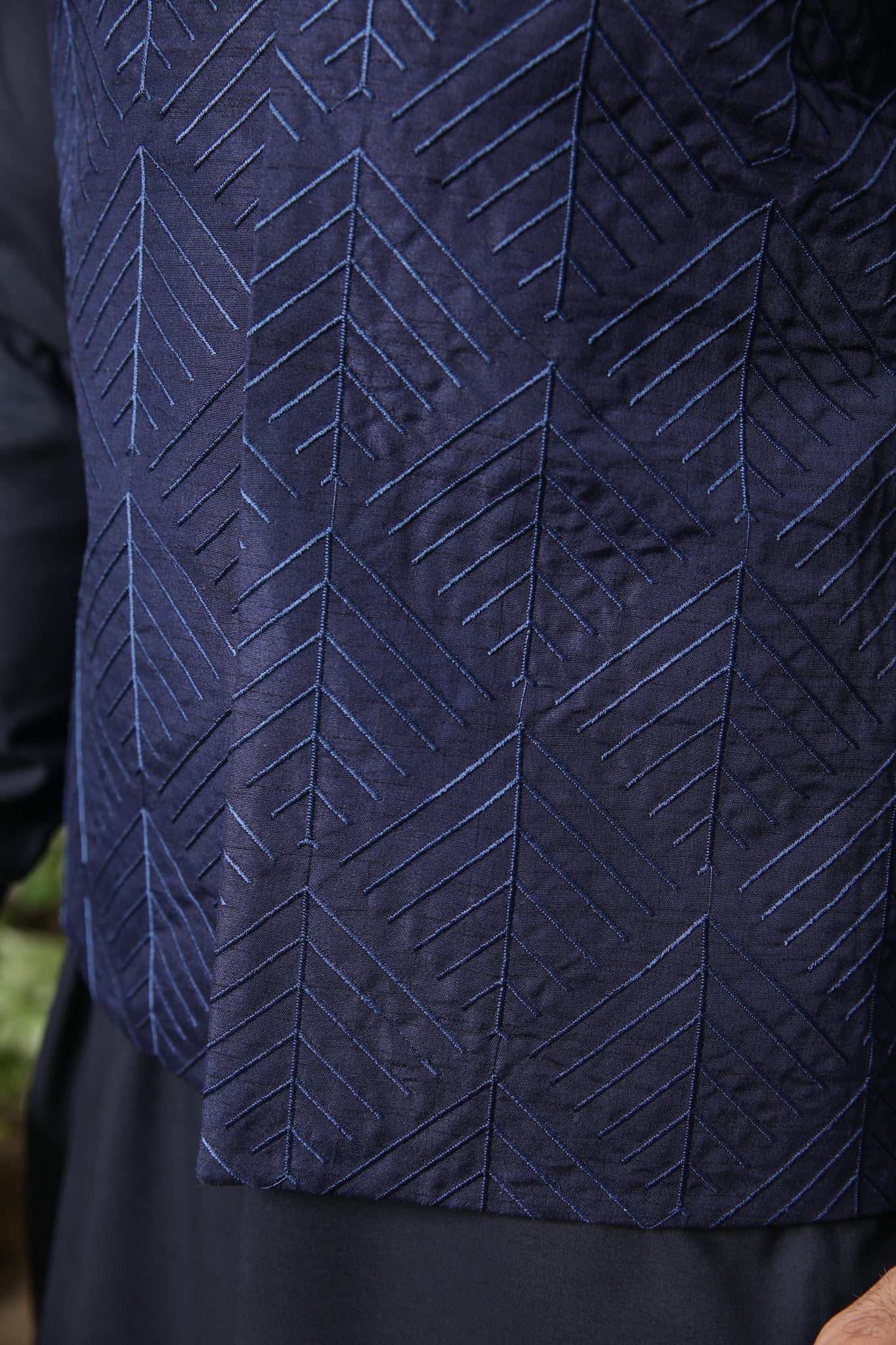 Navy Blue Embroidered - Waistcoat Set - 3PC Designerwear