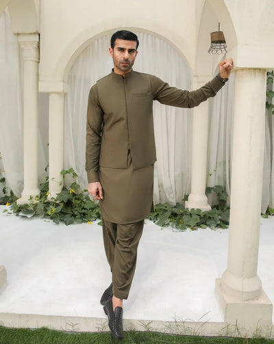 Teal Green - Boy's Kameez, Shalwar & Waistcoat
