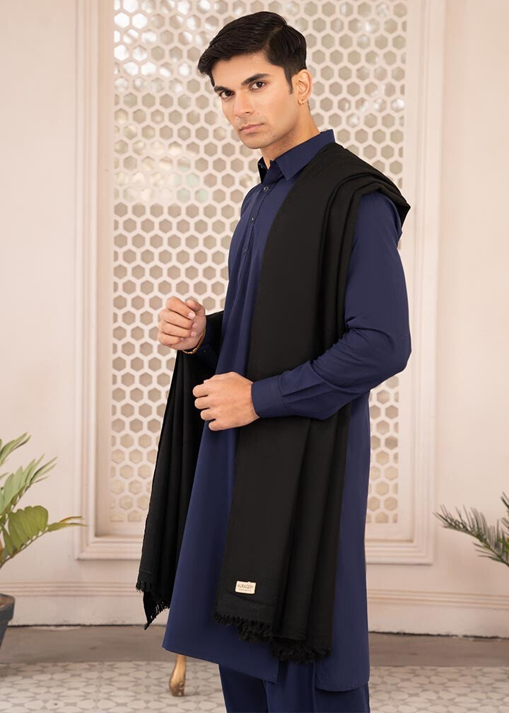 Black Wool Shawl - Men