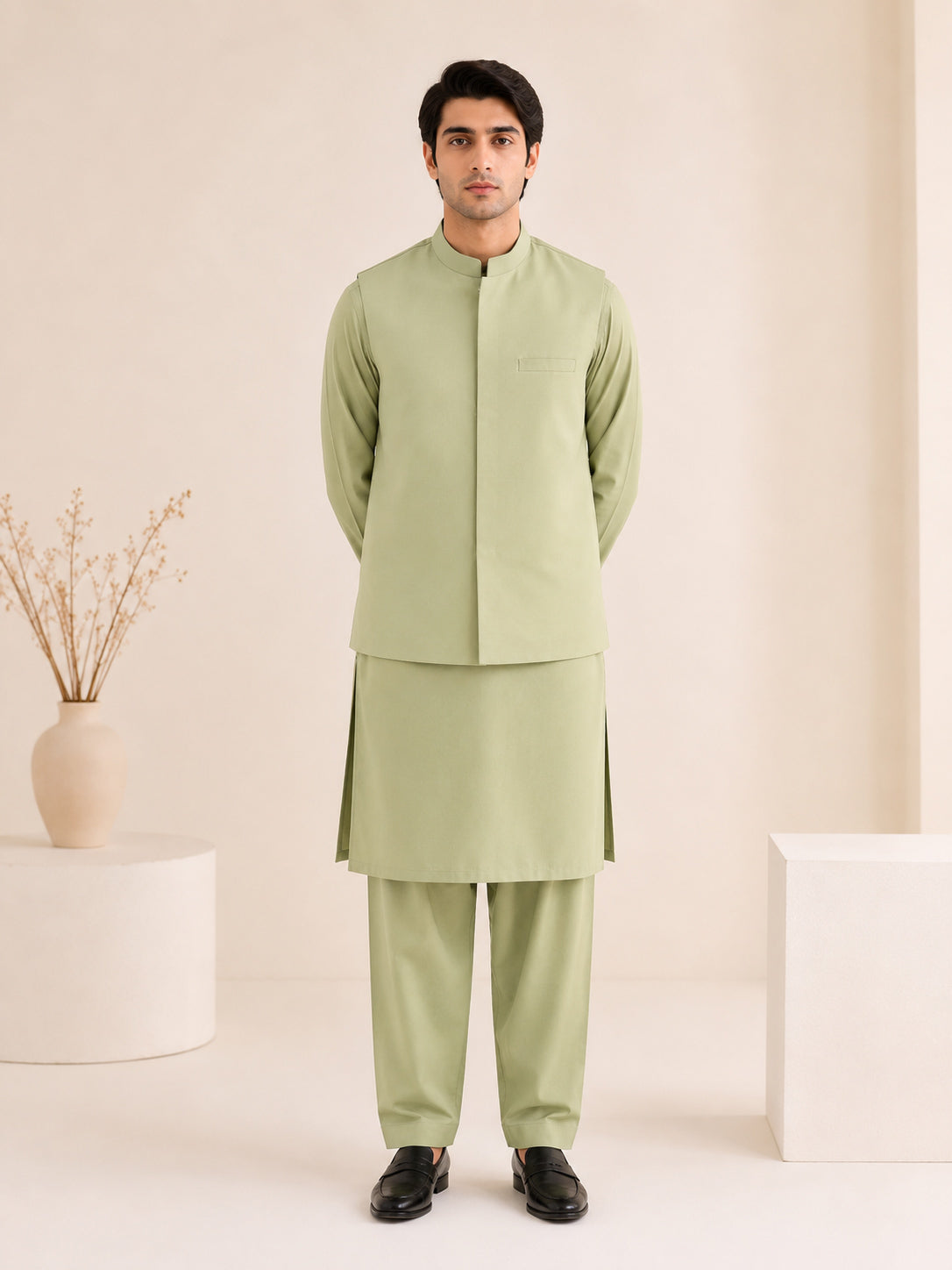 Mint Blended Waistcoat - Straigth Cut - Men