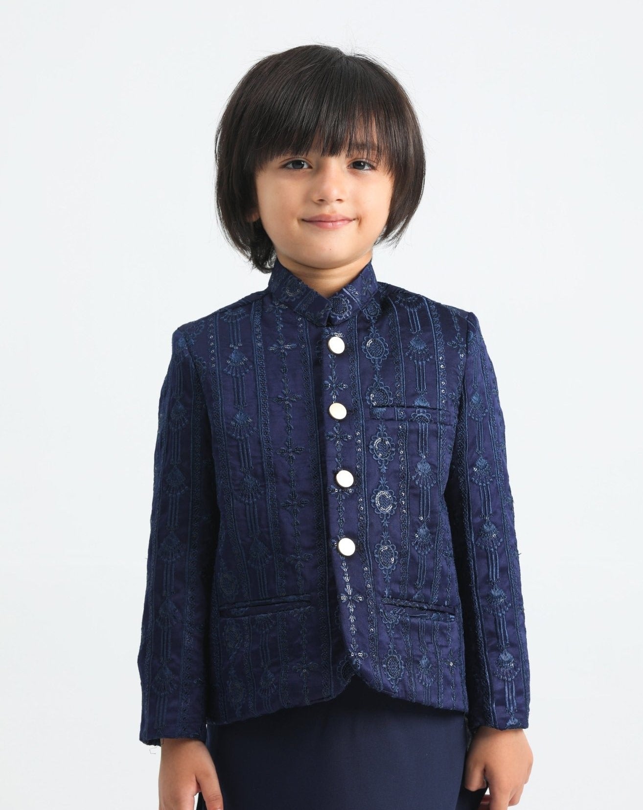 All Blue Sequin Embroided - Festive 3PC Set - Kids