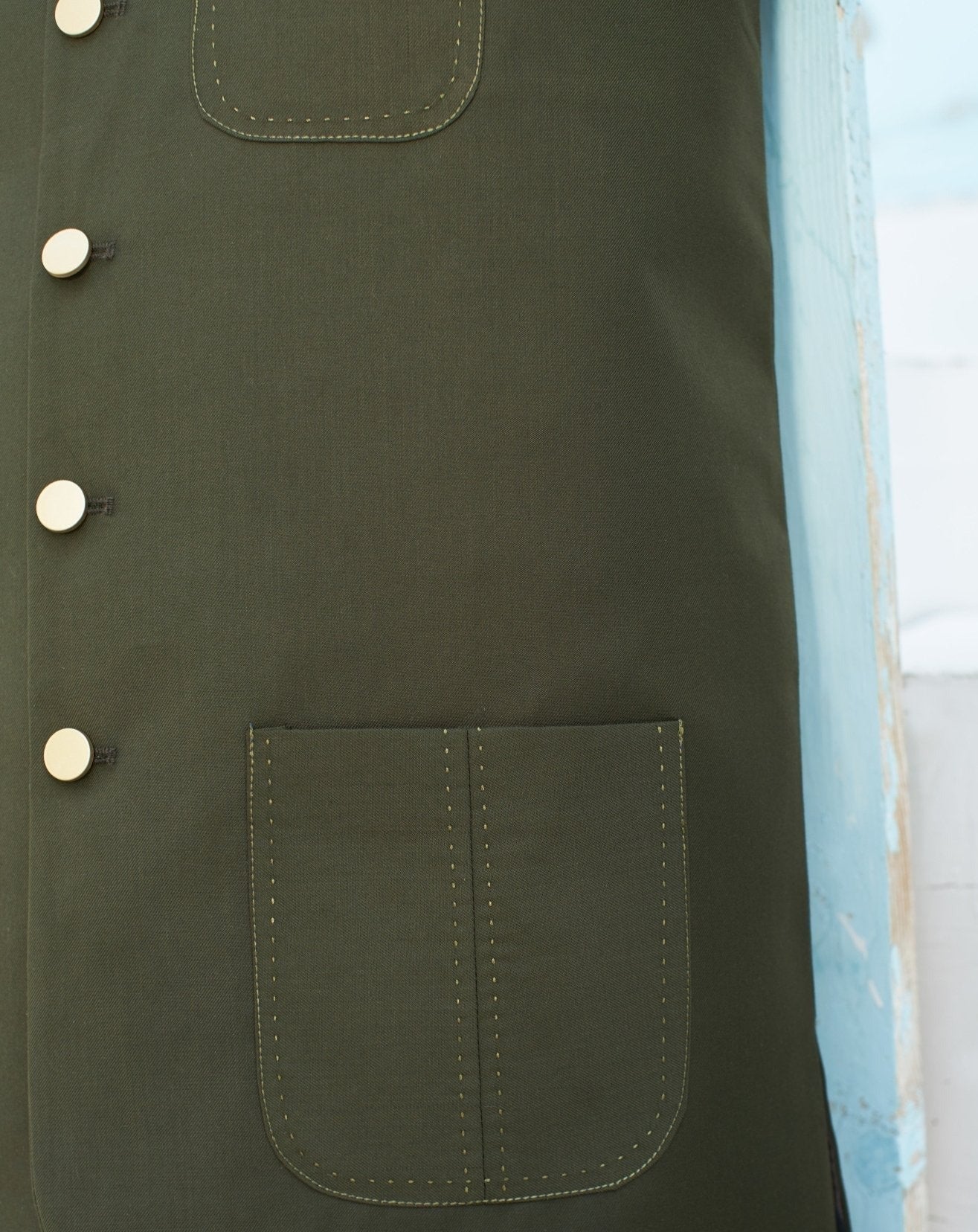 Army Green Waistcoat - Italian Tropical