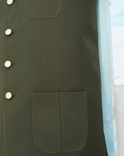 Army Green Waistcoat - Italian Tropical