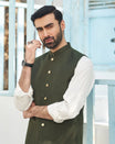 Army Green Waistcoat - Italian Tropical