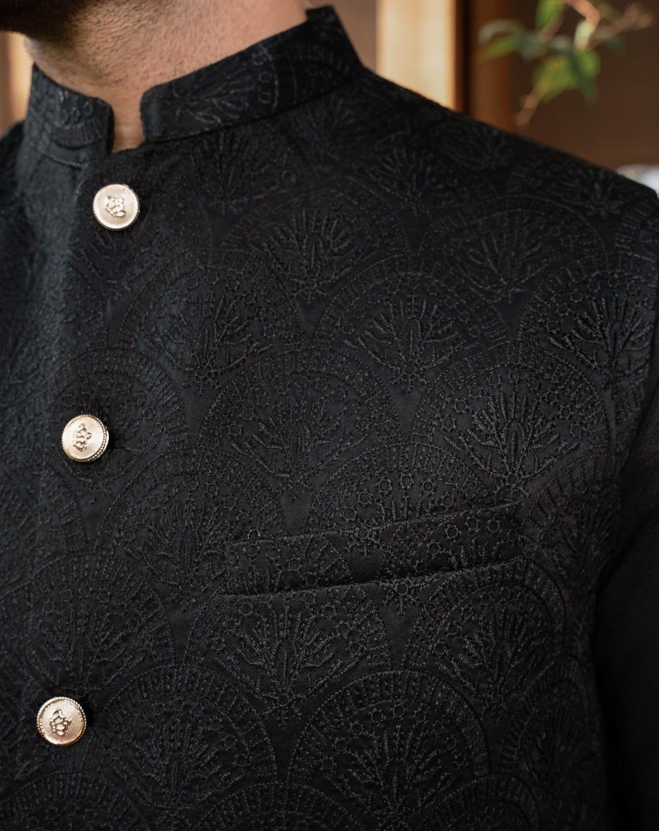 Black Embroided Waistcoat - MuraqshMuraqsh Man