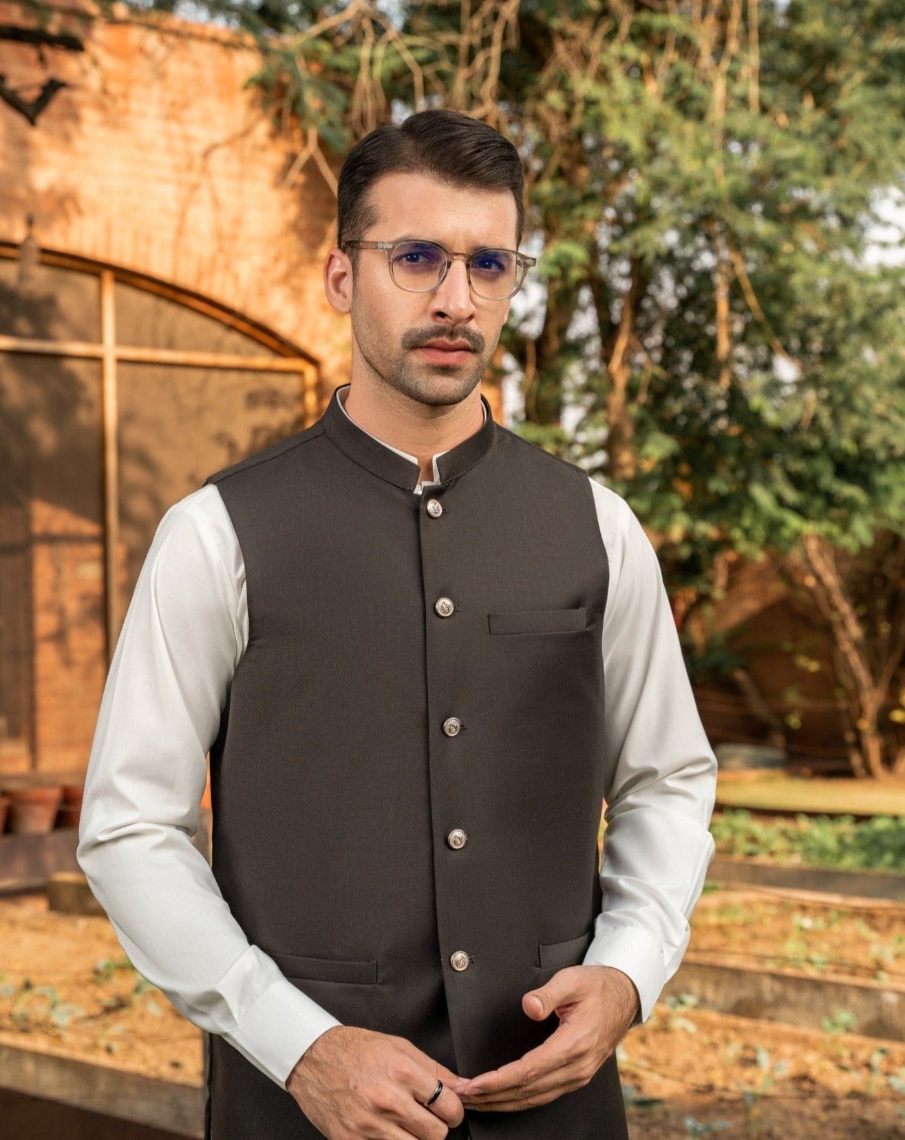 Chocolate Brown Waistcoat - Italian Tropical - MuraqshMuraqsh Man