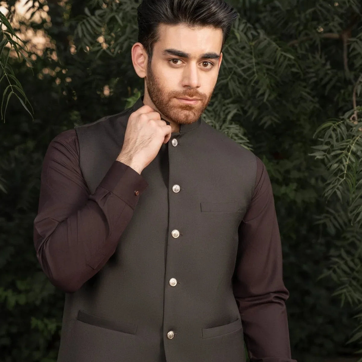 Dark Brown Waistcoat for Men Formal Suiting Fabric Shop Online