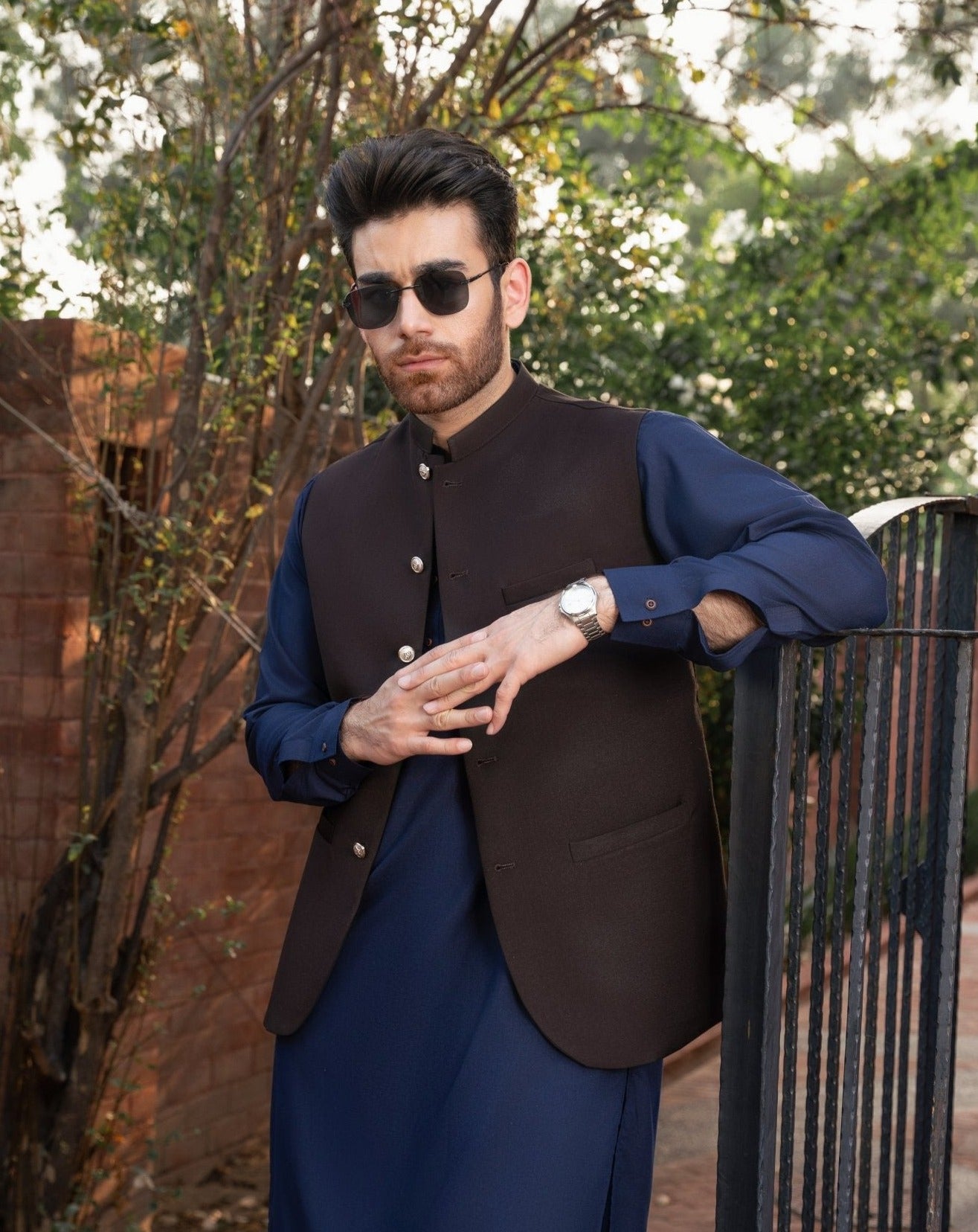 Chocolate Brown Waistcoat - Italian Tropical - MuraqshMuraqsh Man