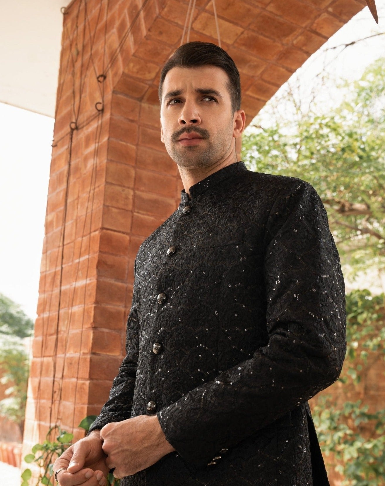 Sequin Prince Coat on Black - 3 Piece - MuraqshMuraqsh Man